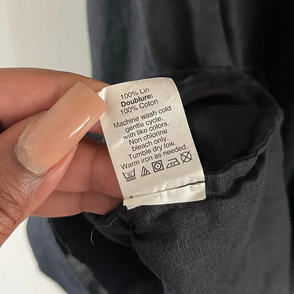 J. Crew Black Linen Ruffle Off Shoulder Flounce Sleeveless Blouse Womens XS